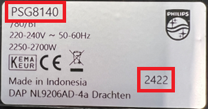 PSG8140 product plate with the code number 2422